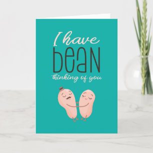 Bean Thinking You Cute Pun Funny Valentines day Helgkort