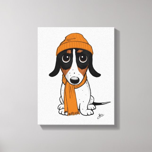 Beanie Hund | Cute Piebald Dachshund Canvastryck (Framsida)