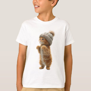 Beanie Kitten Stående Ginger Katt Barn T Shirt