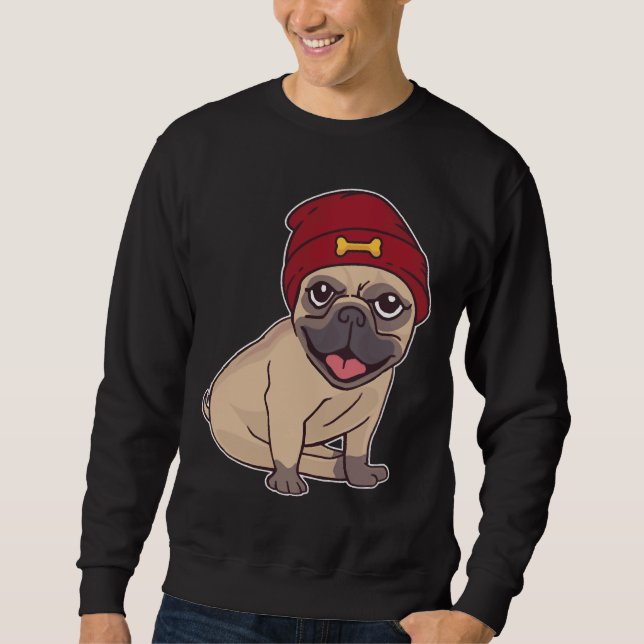 Beanie Pug Classic T-Shirt 459 Lång Ärmad Tröja (Framsida)
