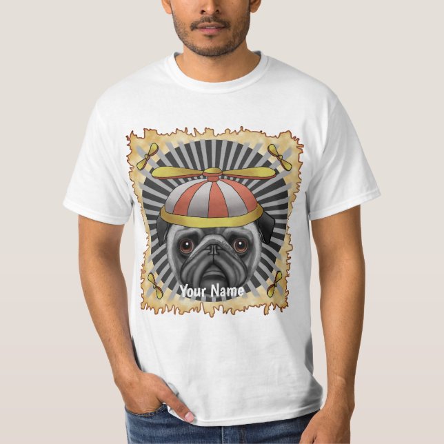 Beanie Pug tshirt T Shirt (Framsida)