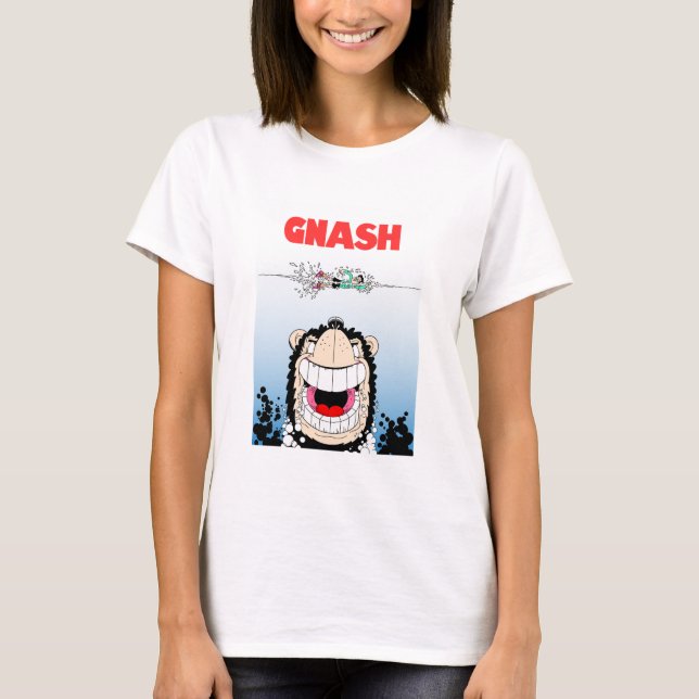 Beano Gnasher ’Jaws’ parodi Kvinnors T-shirt (Framsida)