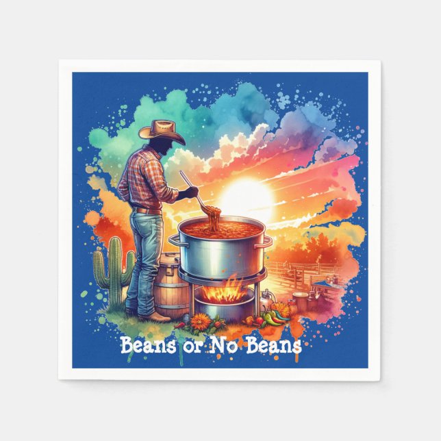 Beans Chili Cooking Cowboy 1 Pappersservett (Framsidan)