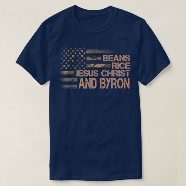 Beans Ris Jesus Kristus och Byron Camouflage Ameri T Shirt (Design framsida)
