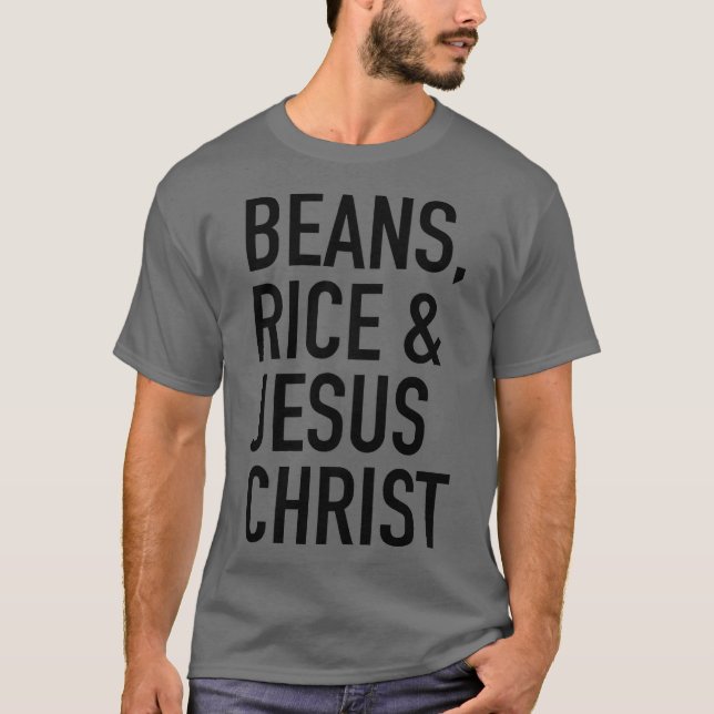 Beans Ris och Jesus Kristus Debt Free Journey T Shirt (Framsida)