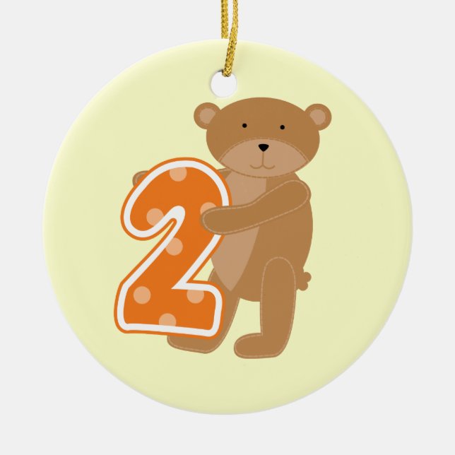 Bear 2 nd Birthday T shirts och Gifts Julgransprydnad Keramik (Framsidan)