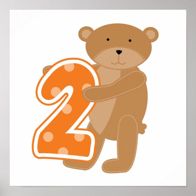 Bear 2 nd Birthday T shirts och Gifts Poster (Framsidan)