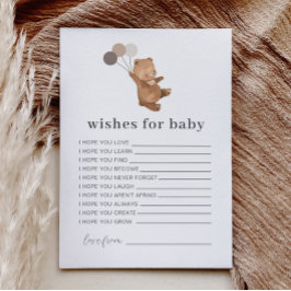 Bear 3 Brown Ballogs Önskemål för Baby Card Inbjudningar