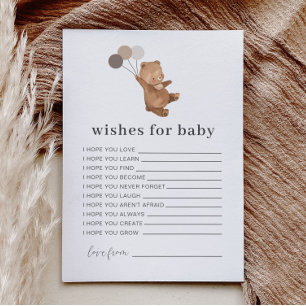 Bear 3 Brown Ballogs Önskemål för Baby Card Inbjudningar