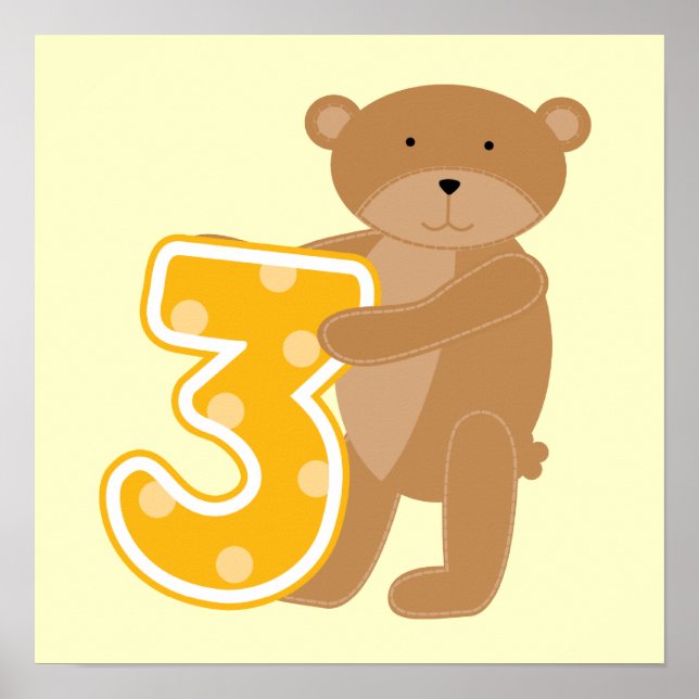 Bear 3rd Birthday T-shirts and Gifts Poster (Framsidan)
