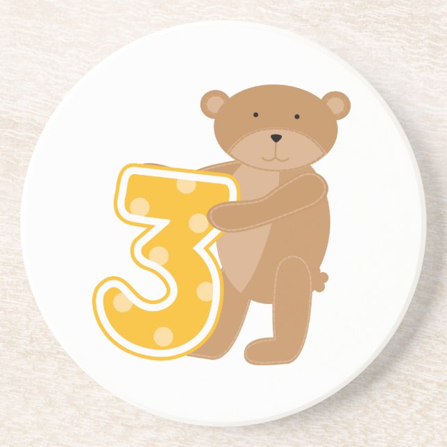 Bear 3rd Birthday T-shirts and Gifts Underlägg Sandsten (Framsidan)