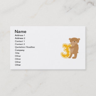 Bear 3rd Birthday T-shirts and Gifts Visitkort