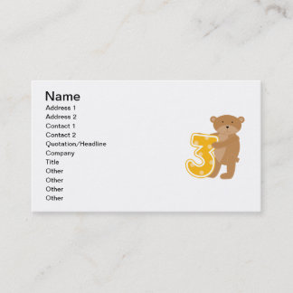 Bear 3rd Birthday T-shirts and Gifts Visitkort