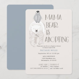 Bear Adoption Blue Boy Baby Shower Inbjudningar