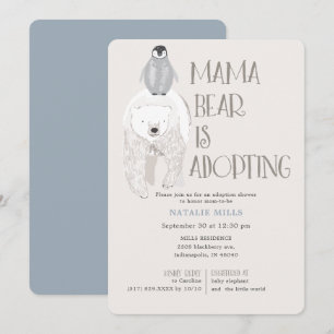 Bear Adoption Blue Boy Baby Shower Inbjudningar