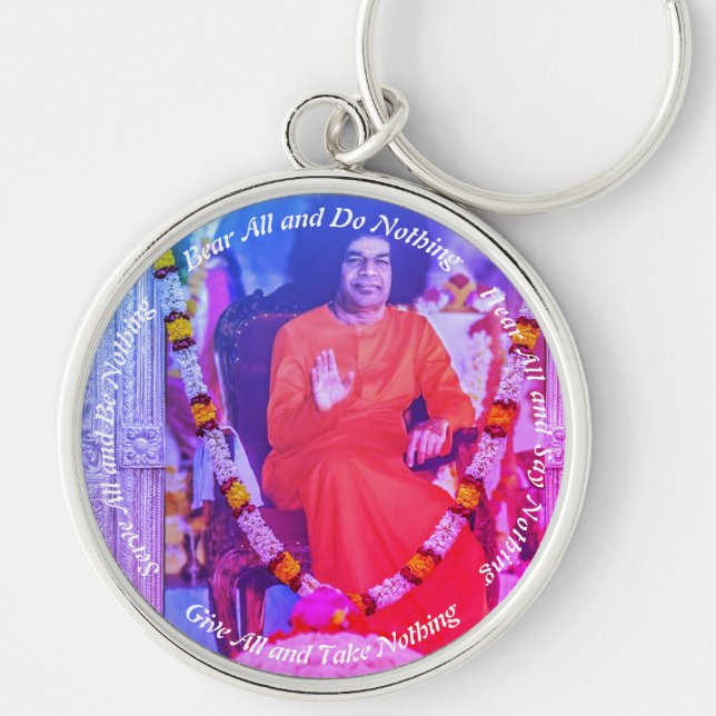 Bear all Porte-clés rond premium - Grand Rund Silverfärgad Nyckelring (Framsidan)