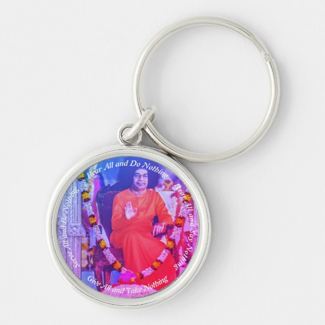 Bear all Porte-clés rond premium - Rund Silverfärgad Nyckelring (Framsidan)