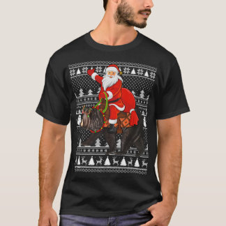 Bear Älskare Funny Matching Santa Riding Bear Ugly T Shirt