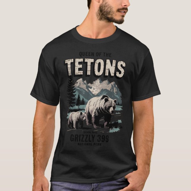 Bear Älskare Queen of the Tetons Grizzly 399 Natio T Shirt (Framsida)