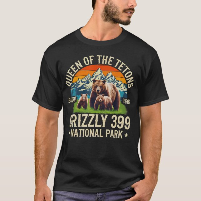 Bear Älskare Queen of the Tetons Grizzly 399 Natio T Shirt (Framsida)