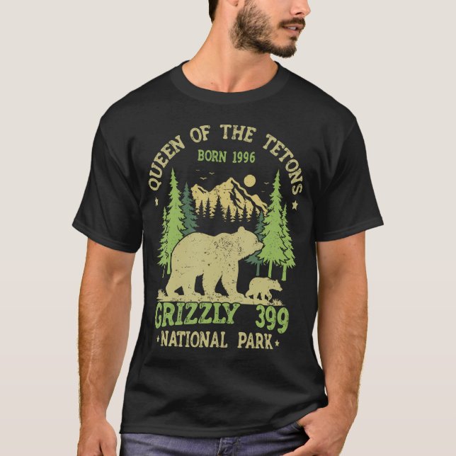 Bear Älskare Queen of the Tetons Grizzly 399 Natio T Shirt (Framsida)