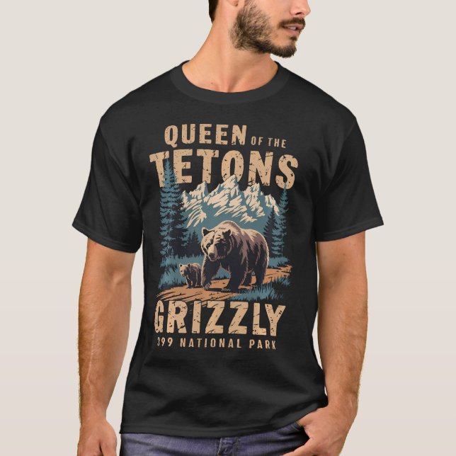 Bear Älskare Queen of the Tetons Grizzly 399 Natio T Shirt (Framsida)
