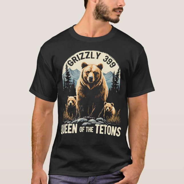 Bear Älskare Queen of the Tetons Grizzly 399 Natio T Shirt (Framsida)