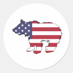 Bear "American Flagga" Runt Klistermärke