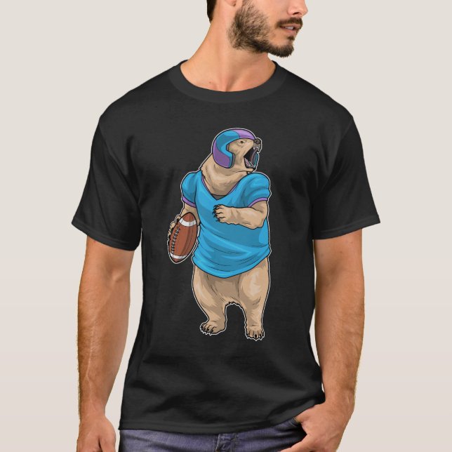 Bear American Football Helmet T Shirt (Framsida)