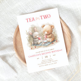 Bear and Bunny Tea for Two Party Investigation Inbjudningar