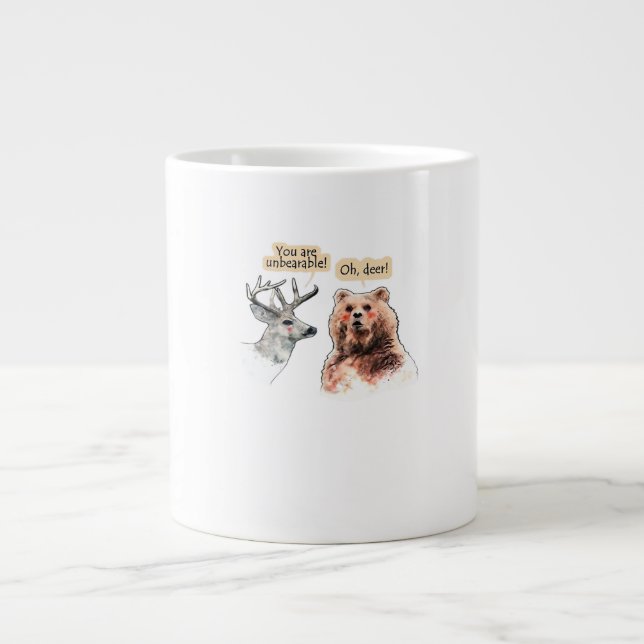 Bear And Deer Conversation Funny Wildlife Design  Jumbo Mugg (Framsidan)