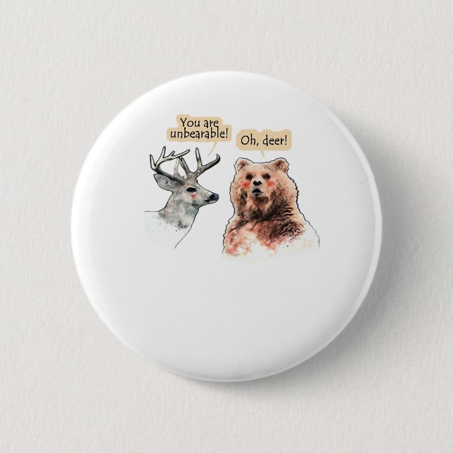 Bear And Deer Conversation Funny Wildlife Design  Knapp (Framsida)