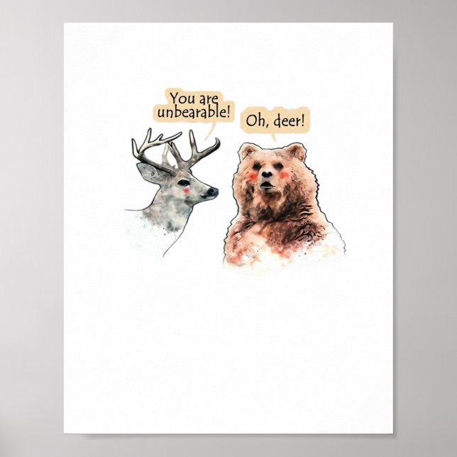 Bear And Deer Conversation Funny Wildlife Design  Poster (Framsidan)