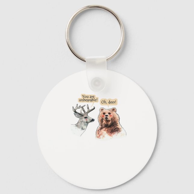 Bear And Deer Conversation Funny Wildlife Keychain Nyckelring (Framsida)