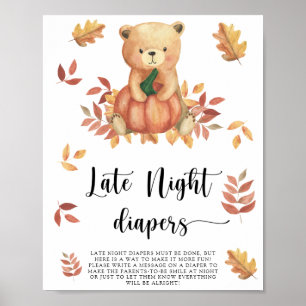 Bear and Pumpkin \ Late night diaper match Poster