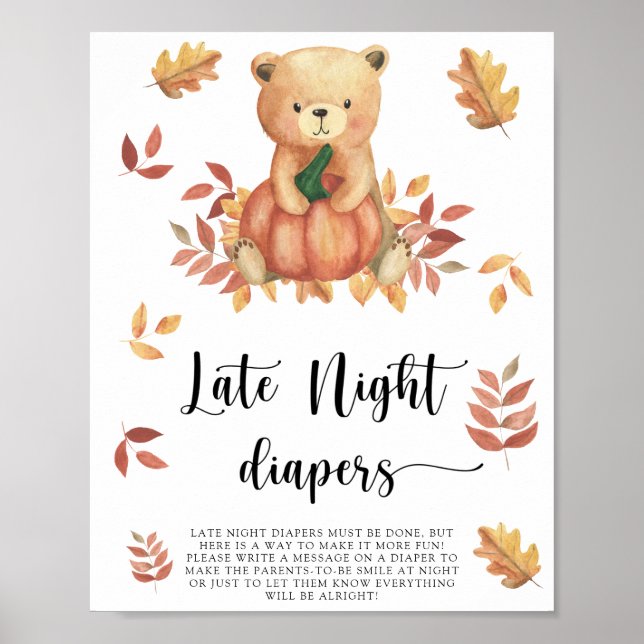 Bear and Pumpkin \ Late night diaper match Poster (Framsidan)