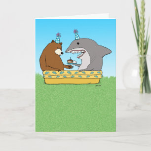 Bear and Shark Birthday Card Kort