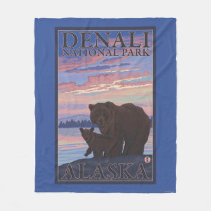 Bear and Unge - Denali National Park, Alaska Fleecefilt