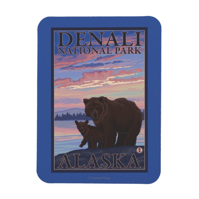 Bear and Unge - Denali National Park, Alaska Magnet (Vertikal)