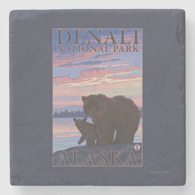 Bear and Unge - Denali National Park, Alaska Stenunderlägg (Framsidan)