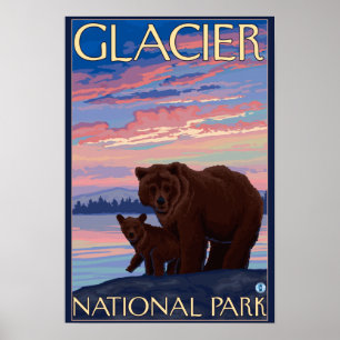 Bear and Unge - Glacier National Park, MT Poster