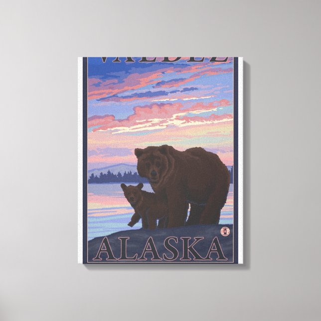 Bear and Unge - Valdez, Alaska Canvastryck (Framsida)