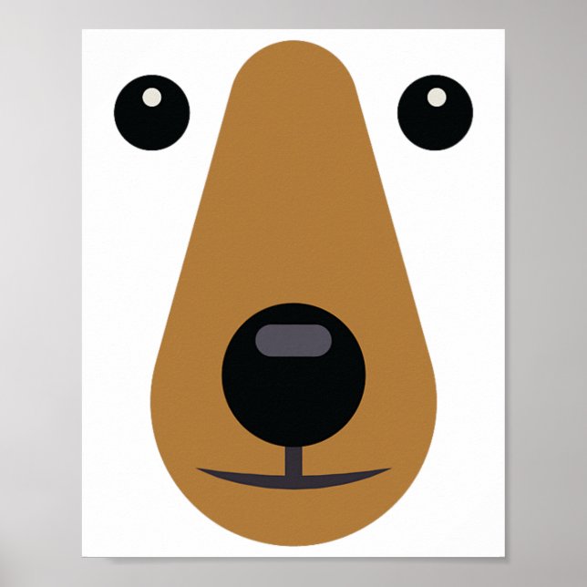 Bear Ansikte Cute Easy Halloween Costume Kids Vuxn Poster (Framsidan)