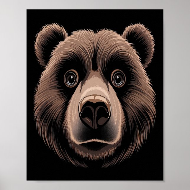 Bear Ansikte Halloween Costume Brown Bear Animal K Poster (Framsidan)