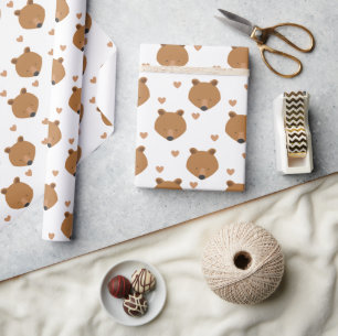 Bear Ansikte Heart Animal Presentpapper