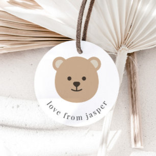 Bear Ansikte Tack Classic Round Sticker Gåvor Etiketter