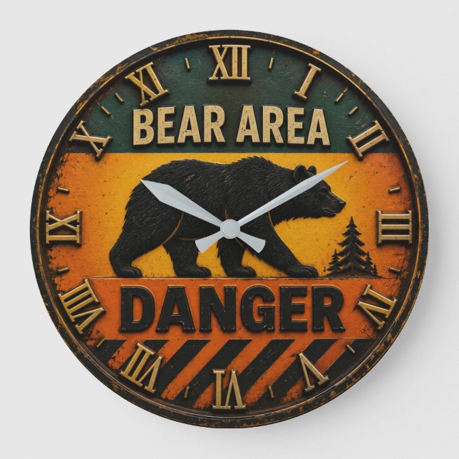 Bear Area Danger Camping & Hunting Gift Stor Klocka (Framsida)
