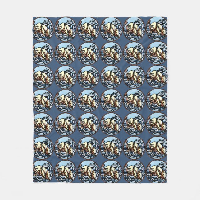 Bear Art Blanket Native Art Bear Blanketter Fleecefilt (Framsidan)