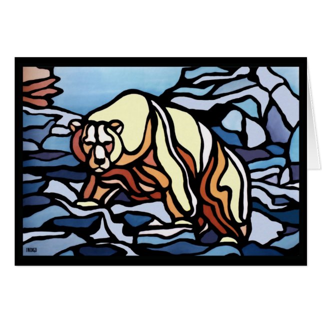 Bear Art Card-Polar - Bärkort för Personlig Hälsningskort (Framsidan Horizontal)