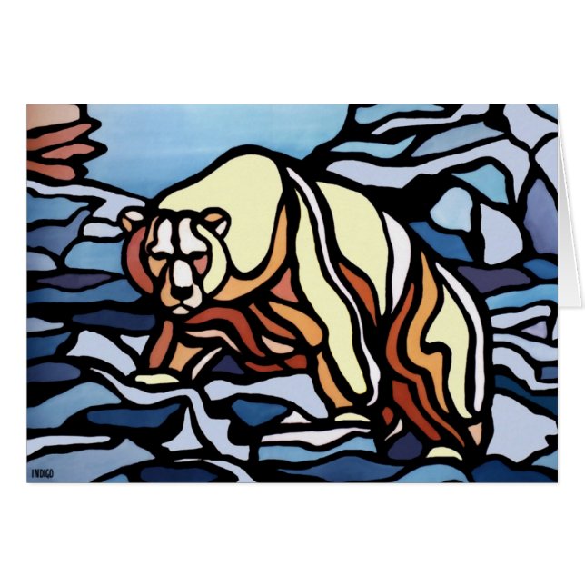 Bear Art Cards Blank Tribal Bear Art Cards Anpassn Hälsningskort (Framsidan Horizontal)